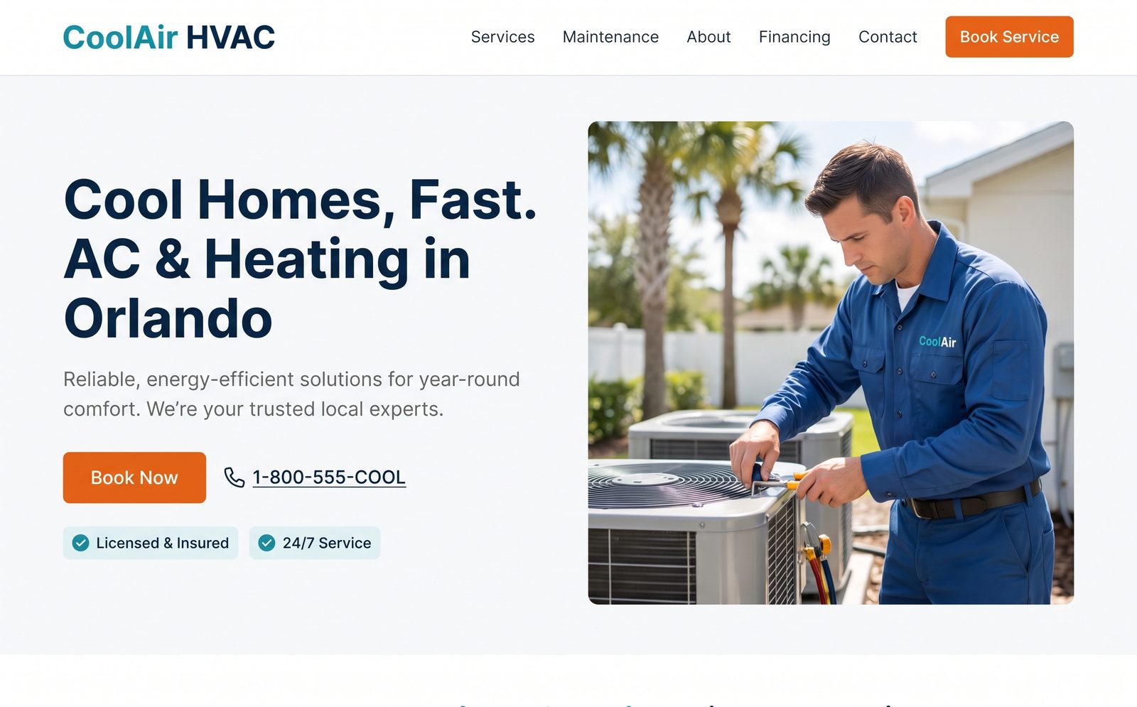 Ejemplo de web premium de HVAC que entregamos