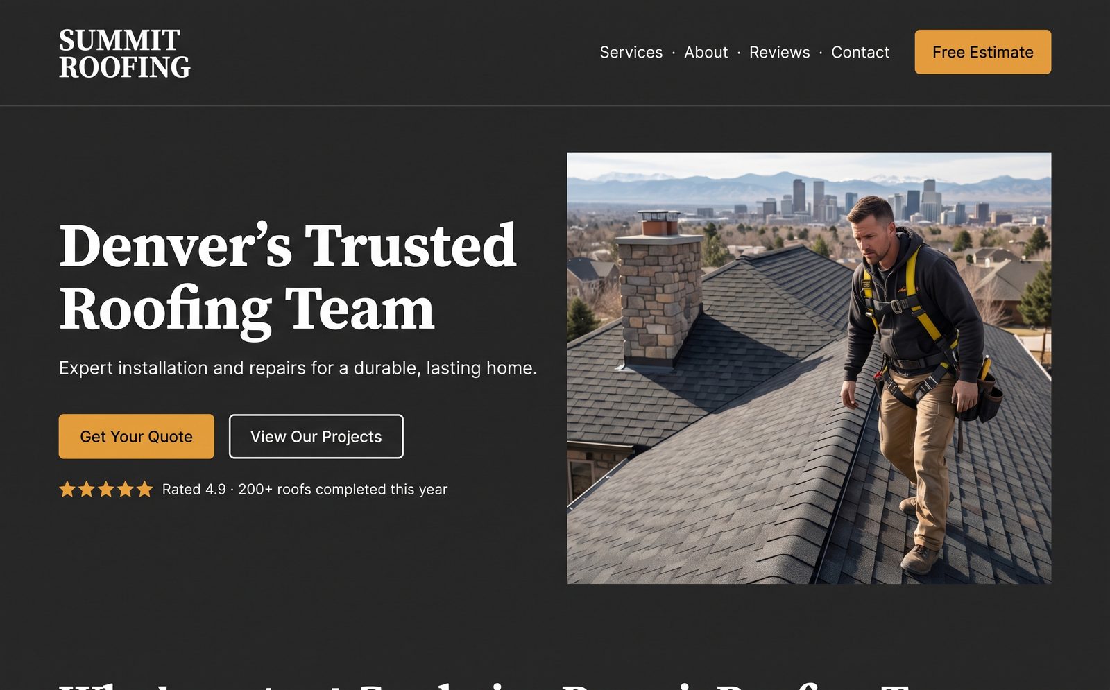 Ejemplo de web premium de roofing que entregamos